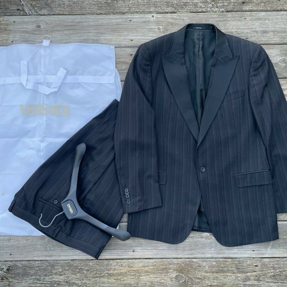 Versace Men Suits Two Piece Blazer Pant 100% Wool Suiting Size 58R Read Descr - Picture 10 of 14